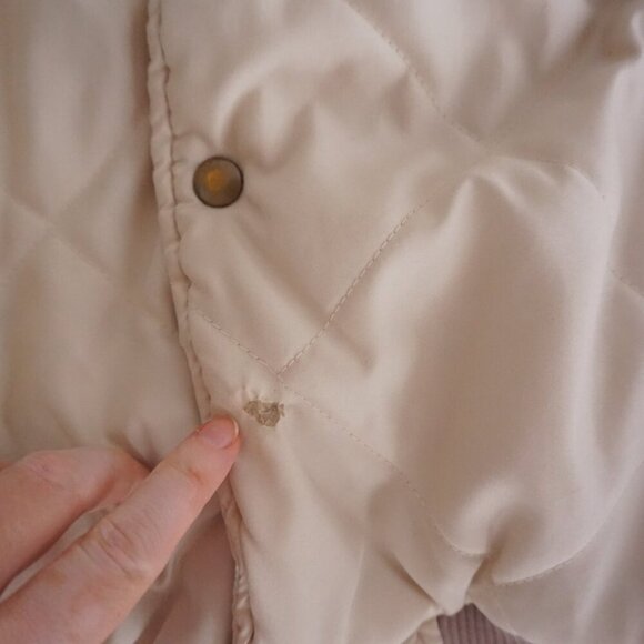 80s Cooperstown Atlanta Braves Cream Quilted Button Up Varsity Bomber Jacket XL - Picture 14 of 16